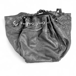 Pour La Victoire Black Leather Hobo Drawstring Oversized Bag